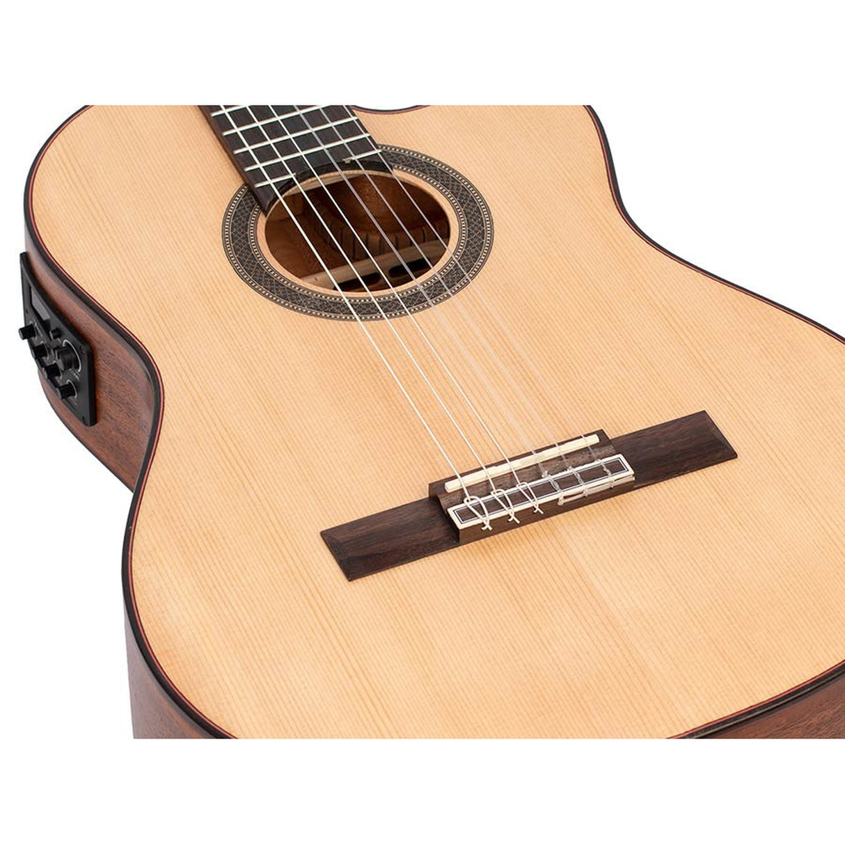 Valencia VC704CE klassieke gitaar 4/4, solid sitka & mahonie, preamp en cutaway, satin finish