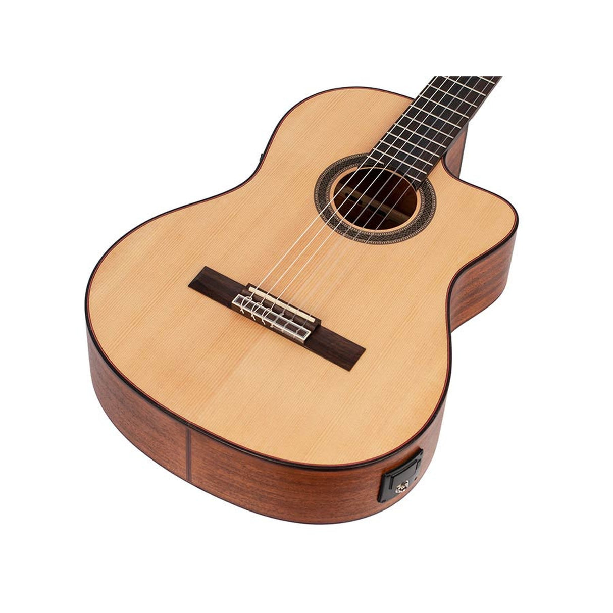 Valencia VC704CE klassieke gitaar 4/4, solid sitka & mahonie, preamp en cutaway, satin finish