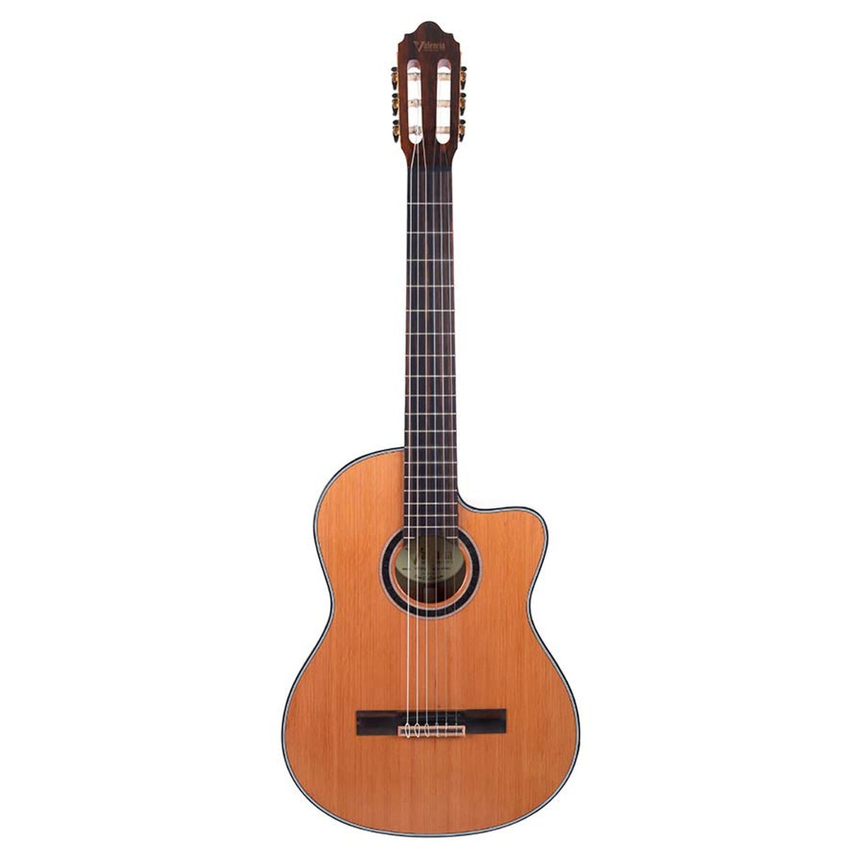 Valencia VC774TCE Slim body klassieke gitaar 4/4, massief rood ceder & mahonie, Fishman voorversterker en cutaway, naturel