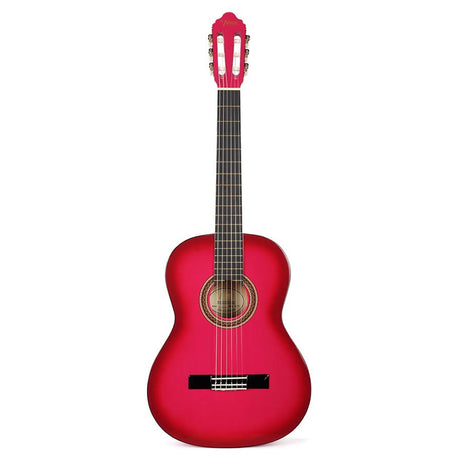 Valencia VC104PKS klassieke gitaar, linden body, esdoorn fb, hoogglans finish, sunburst roze