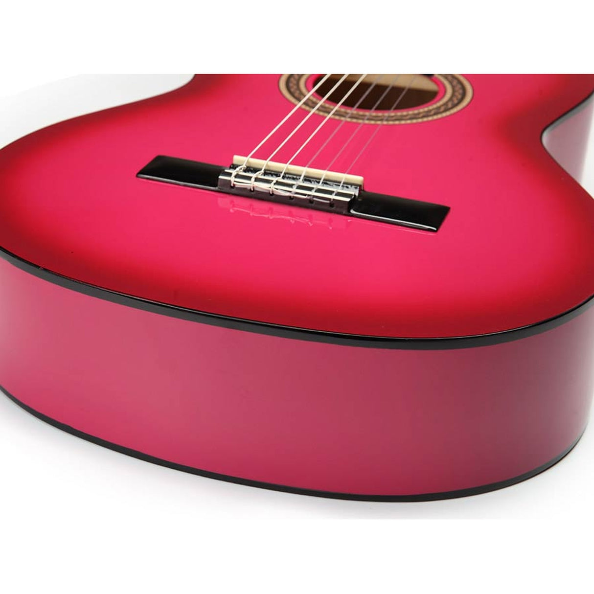 Valencia VC104PKS klassieke gitaar, linden body, esdoorn fb, hoogglans finish, sunburst roze