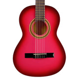 Valencia VC103PKS klassieke gitaar 3/4, linden body, esdoorn fb, hoogglans finish, sunburst roze