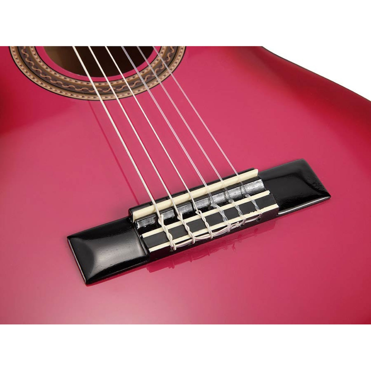 Valencia VC101PKS klassieke gitaar 1/4, linden body, esdoorn fb, hoogglans finish, sunburst roze