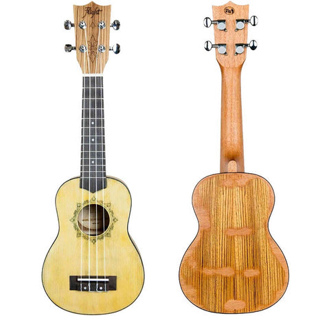 Flight DUS330 RELIC Soprano Ukulele met Distressed Spruce Top, Zebrawood Body en Aquila Super Nylgut Snaren