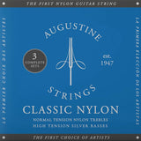 Augustine AU-CLBU/3 Blue snaren set classic, regular tension trebles & high tension basses - 3 PACK