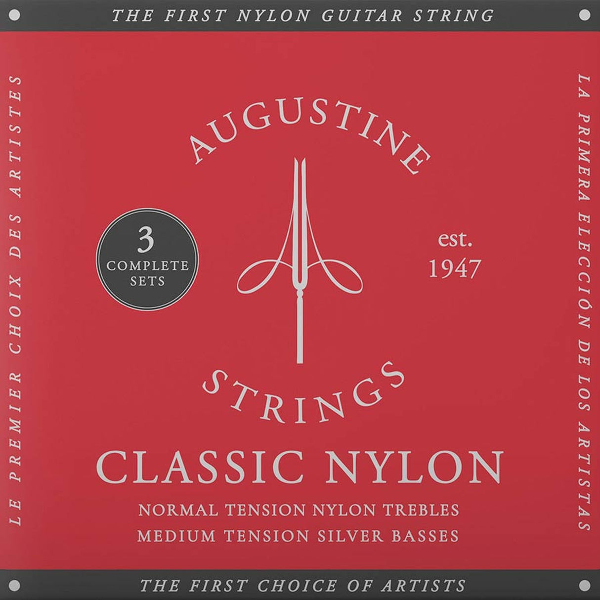 Augustine AU-CLRD/3 Red snaren set classic, regular tension trebles & medium tension basses - 3 PACK