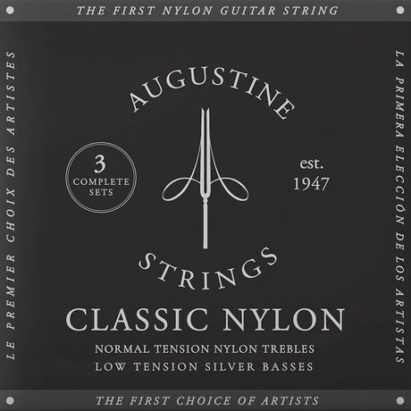 Augustine AU-CLBK/3 Black snaren set classic, regular tension trebles & light tension basses - 3 PACK