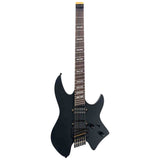 Sire X6H6/BKS elektrische gitaar – Headless, mahonie met maple top, Black Satin, HH-configuratie, stainless frets, met gigbag