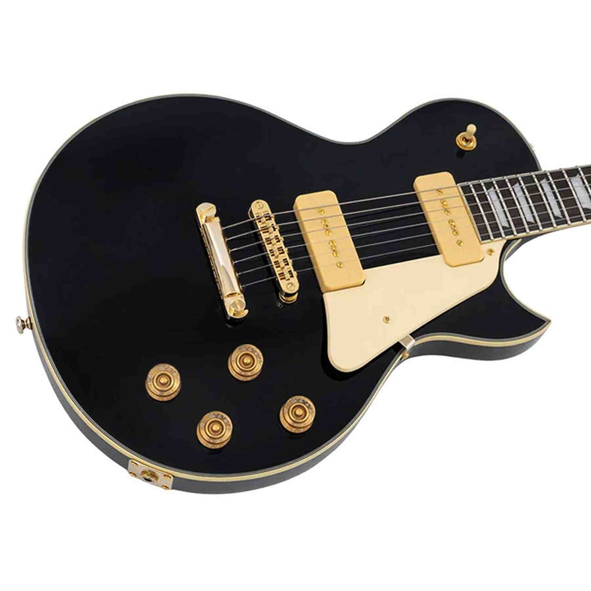 Sire L7VN/BK elektrische gitaar – L-Style, mahonie met maple top, Zwart, P90 pickups, stainless frets, locking tuners