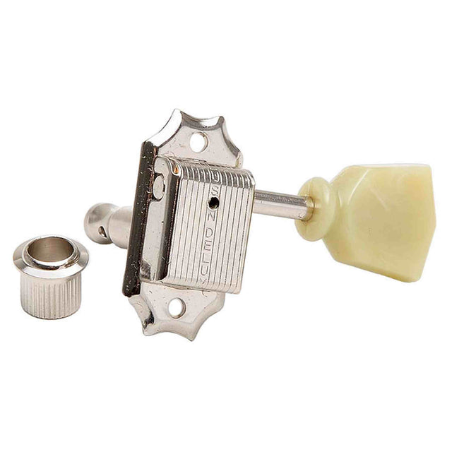 Kluson M33VC Stemmechanieken voor gitaar "Single Line", 3x links + 3x rechts met tulip knoppen, nikkel