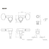 Gotoh GTH13457 SG301 stemmechanieken met Magnum Lock Trad and 04 knoppen, 3L3R, goud