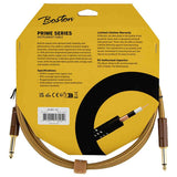 Boston GCRT-15 Prime Series woven jacket instrumentkabel jack-jack 1,5 meter yellow tweed