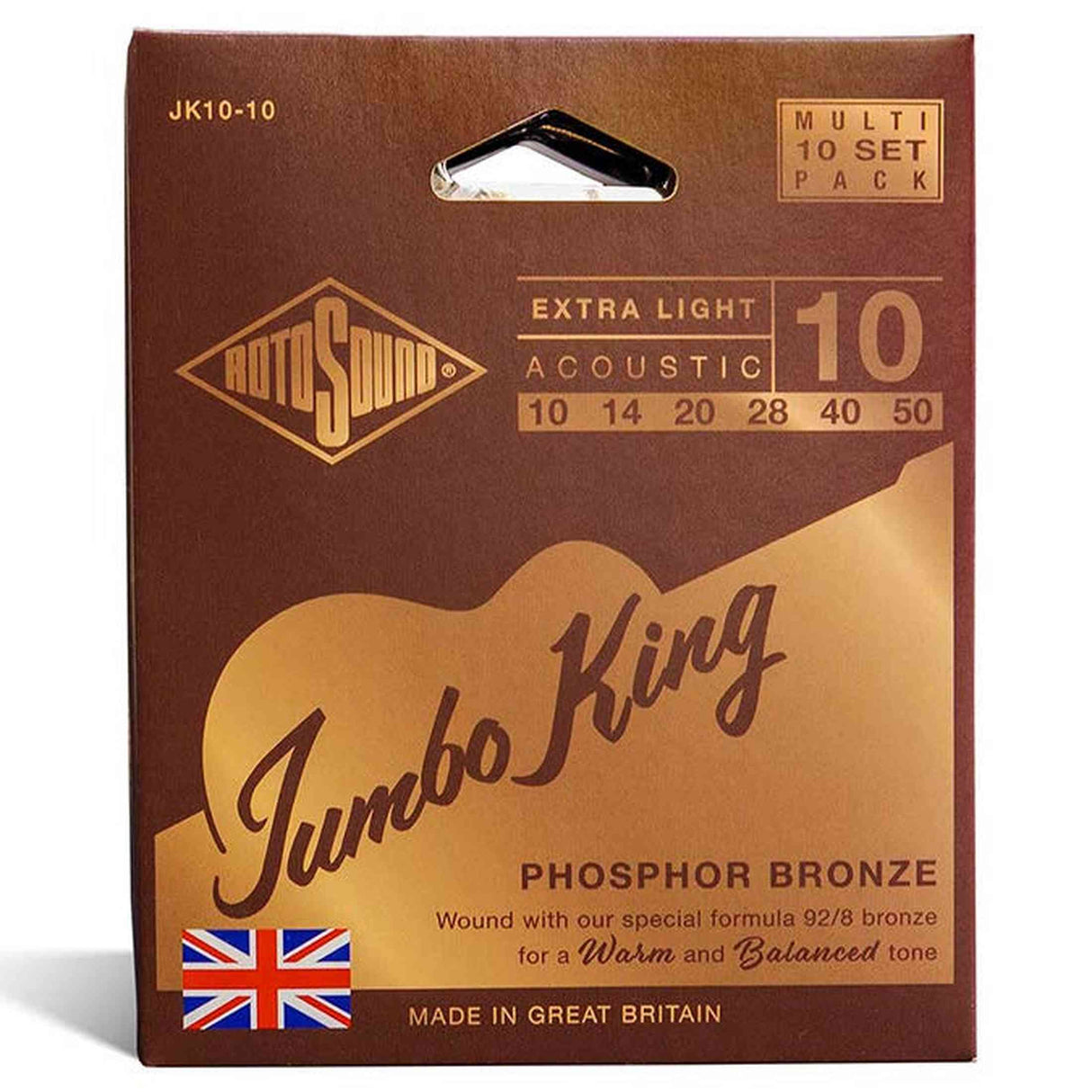 Rotosound JK10-10 Jumbo King 10-Pack Snarensets Akoestisch 010–050 – Phosphor Bronze