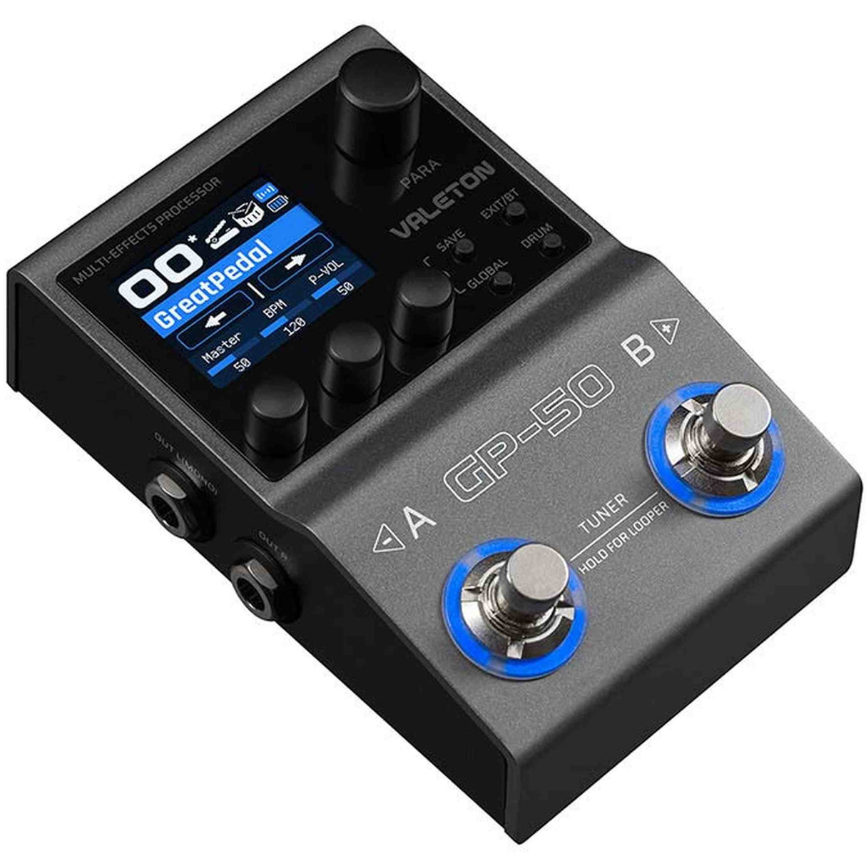 Valeton GP-50 multi-effects processor – NAM & IR loader, 100+ effecten, oplaadbare batterij