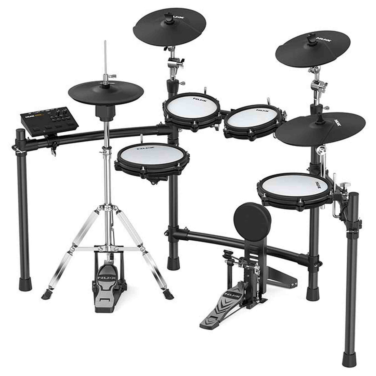NUX DM-310H All Mesh Head Digitale Drumkit met 10" Snare, 8/8/10 Toms, 12"/14" Cymbals en Hi-Hat Stand