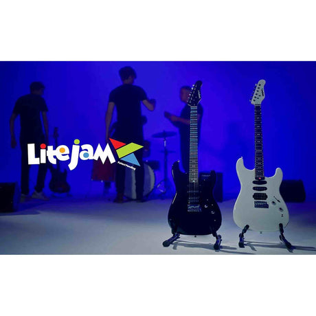 Litejam RGB24/WH elektrische gitaar – 24 frets, 144 RGB LED’s, HSH-configuratie, met gigbag, wit