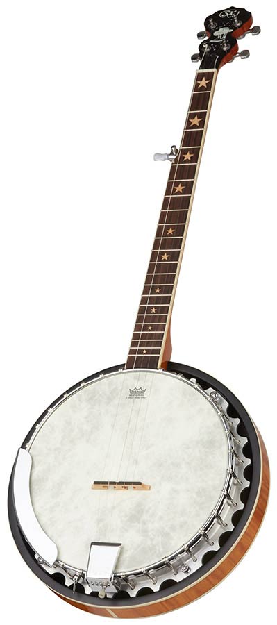 SX BJ565 5-Snarige Bluegrass Banjo 11 Inch Aluminium Rim met Remo Fiberskyn Vel en Gigbag