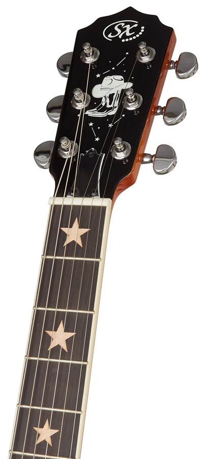SX BJ566 6-Snarige Gitaarbanjo 11 Inch Aluminium Rim met Remo Fiberskyn Vel en Gigbag