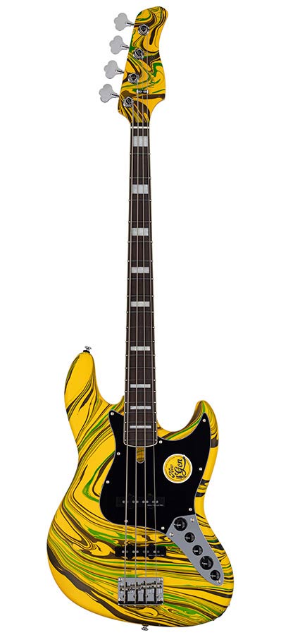 Sire V7N A4/YS Marcus Miller 4-snarige Actieve Basgitaar Matte Yellow Swirl met Elzen Body en Heritage-3 Preamp