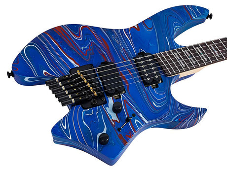 Sire X6H6/BLSW Larry Carlton Headless Elektrische Gitaar Blue Swirl met Tremolobrug en Gigbag