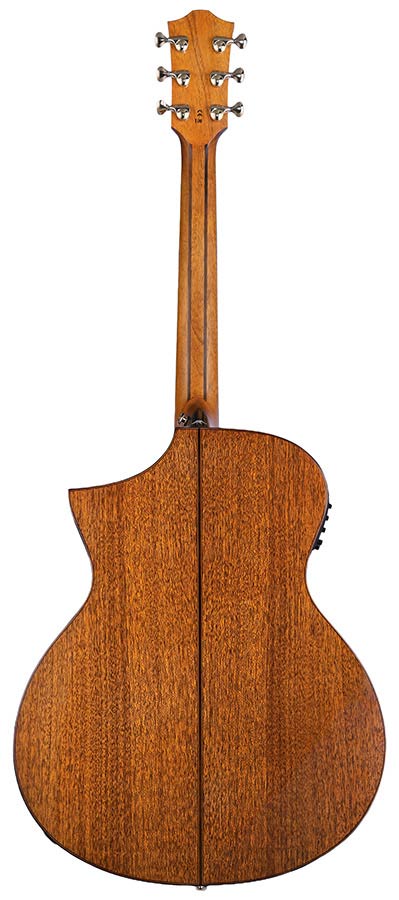 Bromo BAN4CE/BK Denali Series Hillside Auditorium Cutaway gitaar, solid mahogany top, glossy black, heavy duty tas