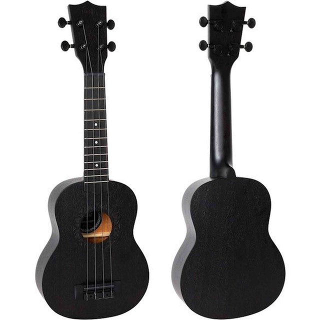 Flight NUS310 BLACKBIRD Soprano Ukulele met African Sapele Body, Zwarte Flight Snaren en Celtic Lasergravure