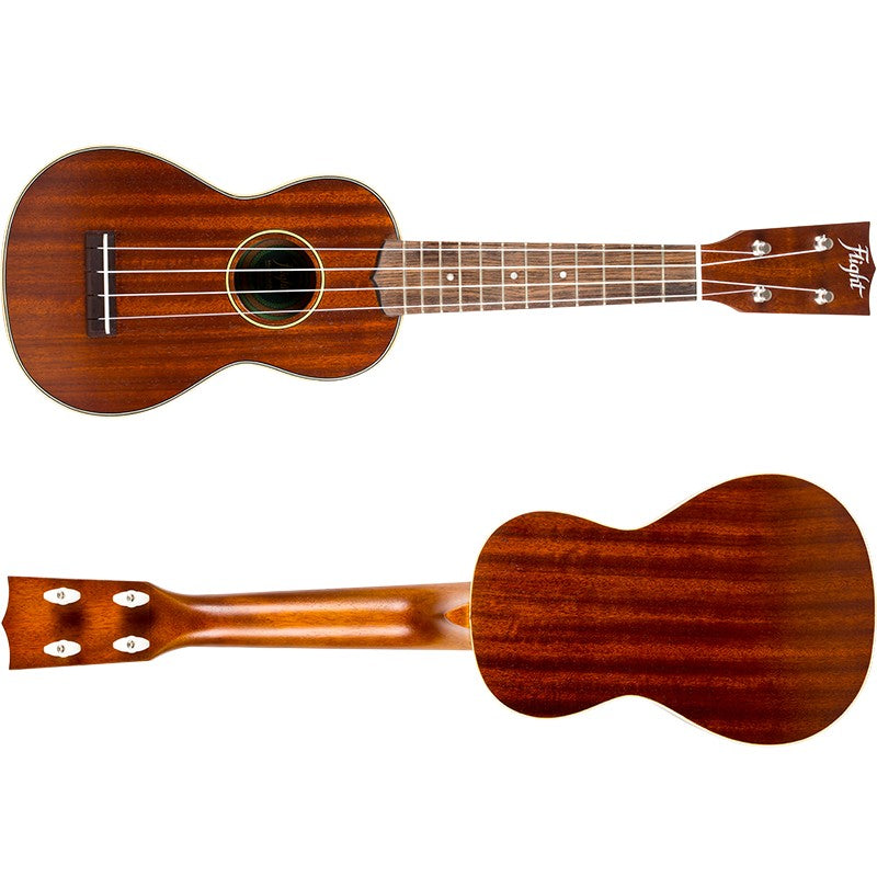 Flight MUS-2 Solid Mahogany Soprano Ukulele met Solid Mahogany Body, Gotoh Friction Tuners en Aquila Super Nylgut Snaren