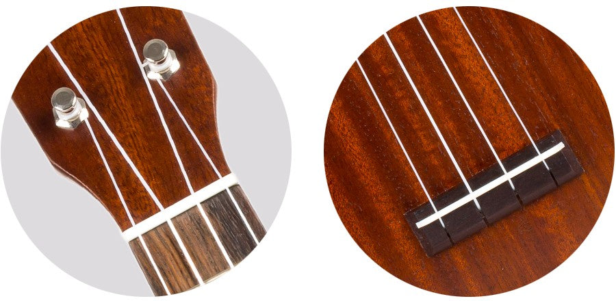 Flight MUS-2 Solid Mahogany Soprano Ukulele met Solid Mahogany Body, Gotoh Friction Tuners en Aquila Super Nylgut Snaren