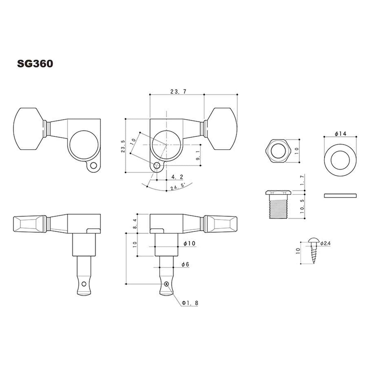Gotoh GTH13570 SG360 stemmechanieken met 07 knoppen, 3L3R, goud