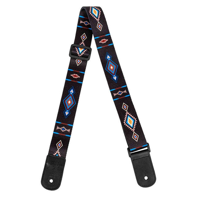 Flight S35 Tempo Ukulele Strap Poly/Leer Blauw met Verstelbare Lengte en Leren Strap Ends