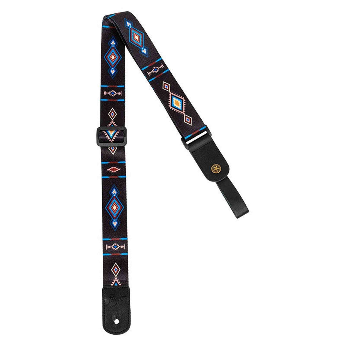 Flight S35 Tempo Ukulele Strap Poly/Leer Blauw met Verstelbare Lengte en Leren Strap Ends