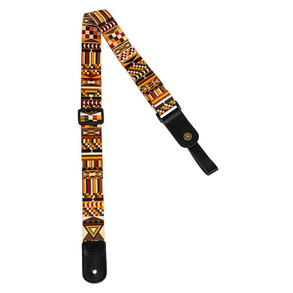 Flight S35 Marigold Ukulele Strap Poly/Leer met Verstelbare Lengte en Leren Strap Ends