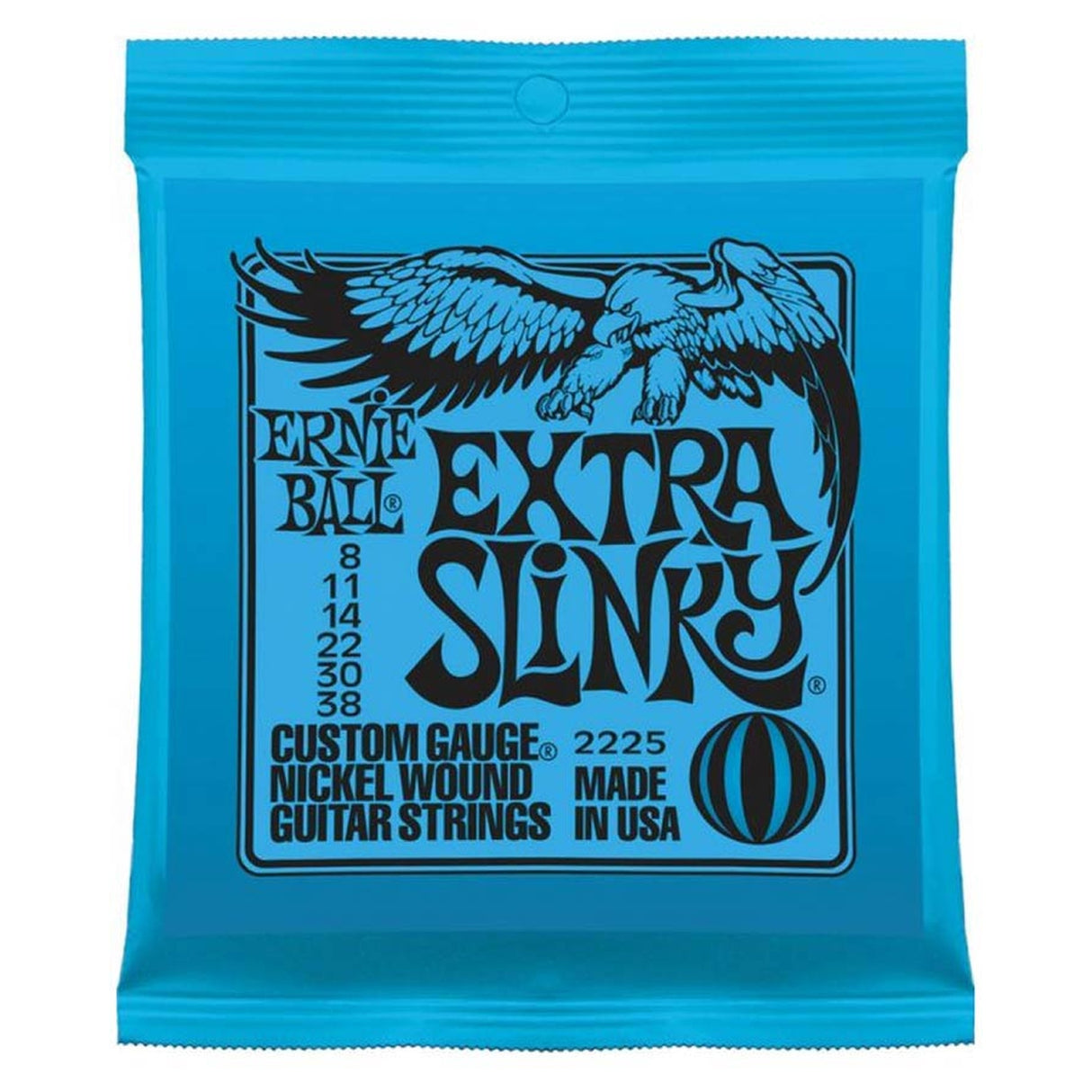 Ernie Ball EB-2225 snaren set elektrisch, nickel wound, extra slinky, 008-011-014-022-030-038