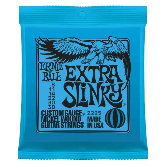 Ernie Ball EB-2225 snaren set elektrisch, nickel wound, extra slinky, 008-011-014-022-030-038