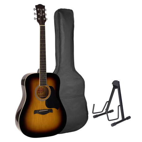 Richwood RD-12-SB Artist Series Dreadnought Akoestische Gitaarset Sunburst met Tas en Gitaarstandaard