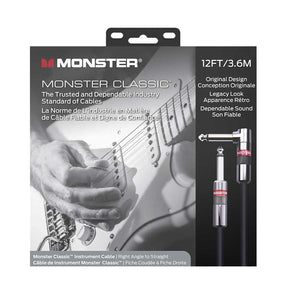 Monster Classic Gitaarkabel 3,6 Meter Haakse Jack naar Rechte Jack