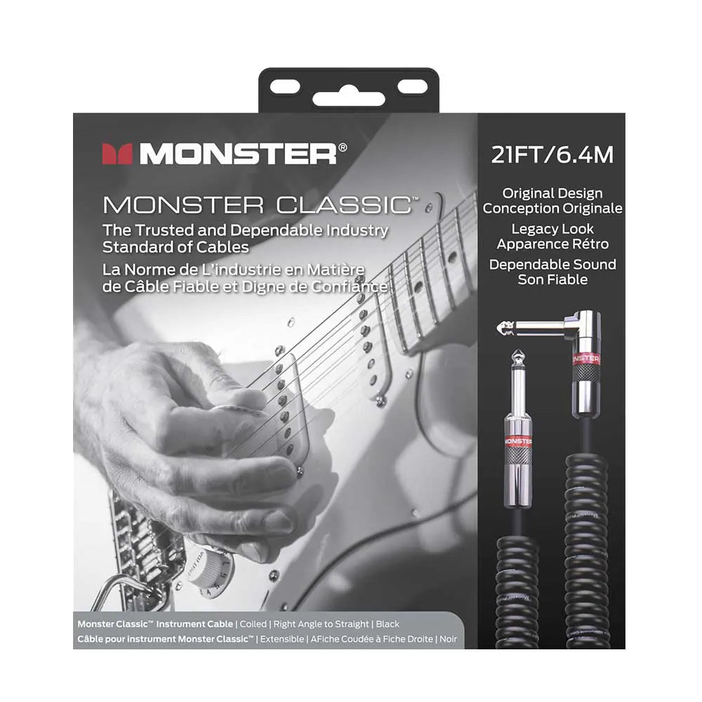 Monster Classic Gitaarkabel 6,4 Meter Spiraalkabel Rechte Jack naar Rechte Jack