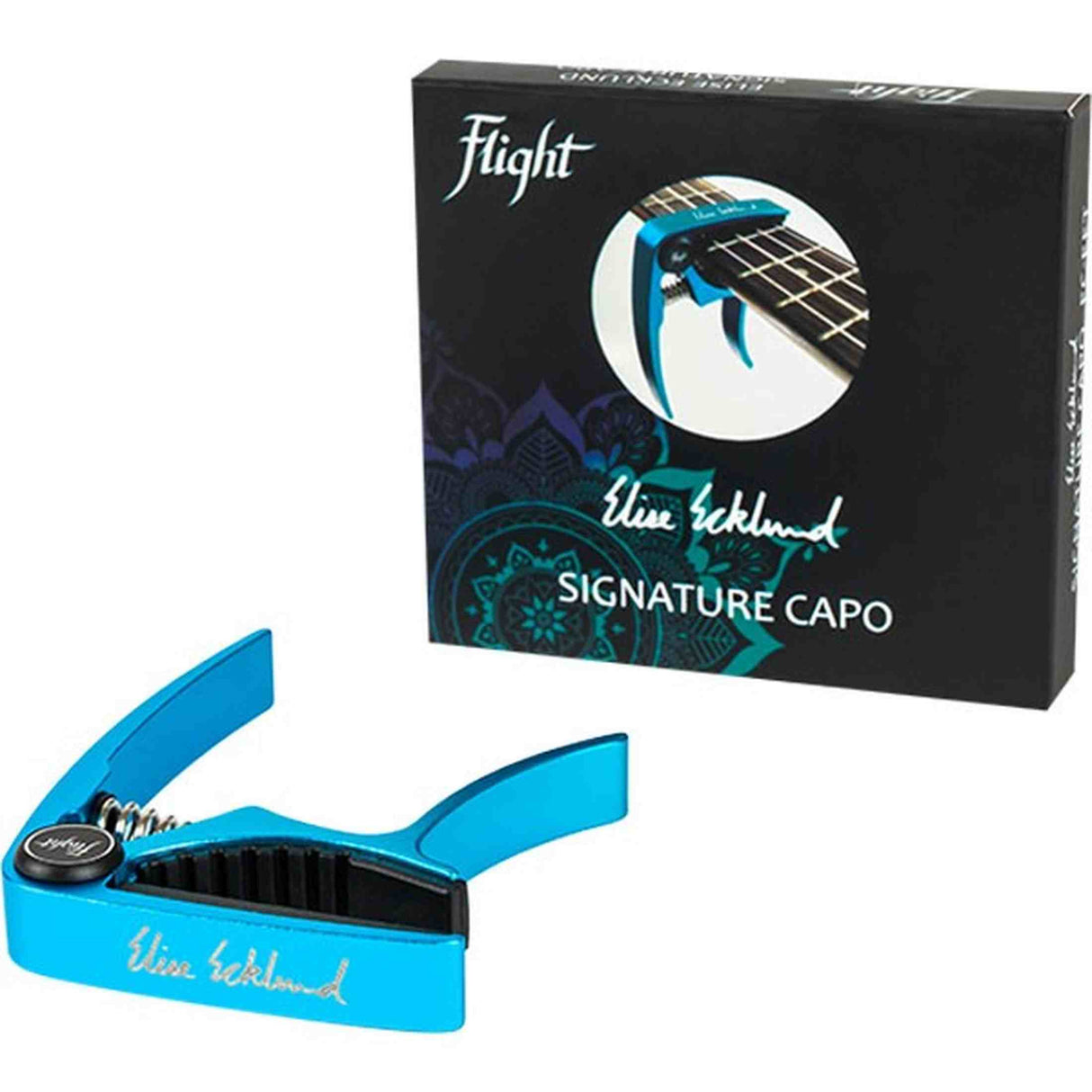Flight FC-EE T Elise Ecklund Signature Ukulele Capo Türkis Aluminium mit Auslösemechanismus