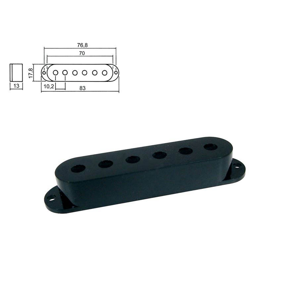 Boston SPC-10-BK pickup cover, Stallion model single coil, 83,0-70,0x17,8x18,0mm, 3 stuks, zwart