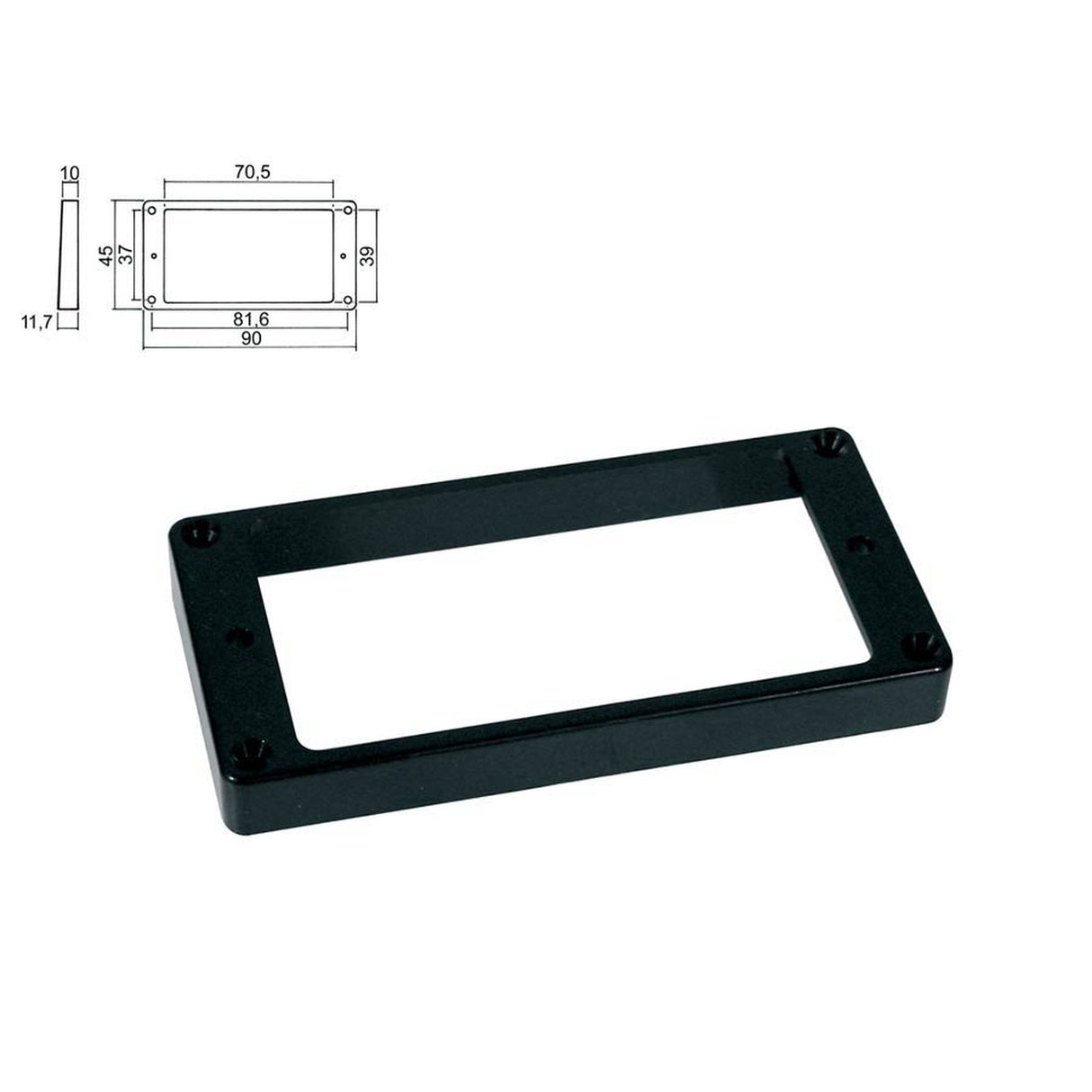 Boston HPF-02-TBK pickup ring, humbucker, flat, black, plastic, height: 10,0-11,7mm, high