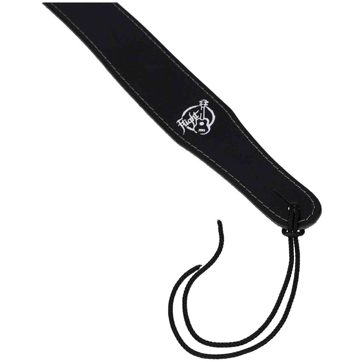 Flight S51 Zwarte Leren Ukulele Strap EU Handgemaakt met Headstock Tie