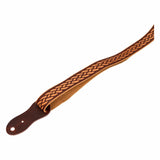 Flight S46 Tan Ukulele Strap Vegan Nubuck met Gevlochten Patroon en Headstock Tie