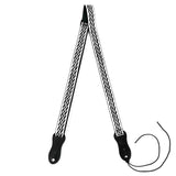 Flight S47 Black Silver Ukulele Strap Vegan Nubuck met Gevlochten Patroon en Headstock Tie