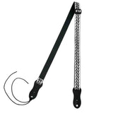 Flight S47 Black Silver Ukulele Strap Vegan Nubuck met Gevlochten Patroon en Headstock Tie