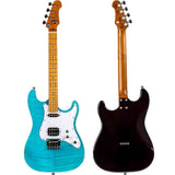 Flight Pathfinder OBL Baritone Solid Body Elektrische Ukulele met Flame Maple Top, Humbucker en Single Coil Pickups