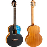 Flight Iris Baritone BK Ukulele met Solid Spruce Top, Mahogany Body en Zwarte Afwerking