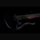 JET JS-407 MBK R 7-snarige S-style Elektrische Gitaar HH Vaste Brug Rosewood Toets Mat Zwart