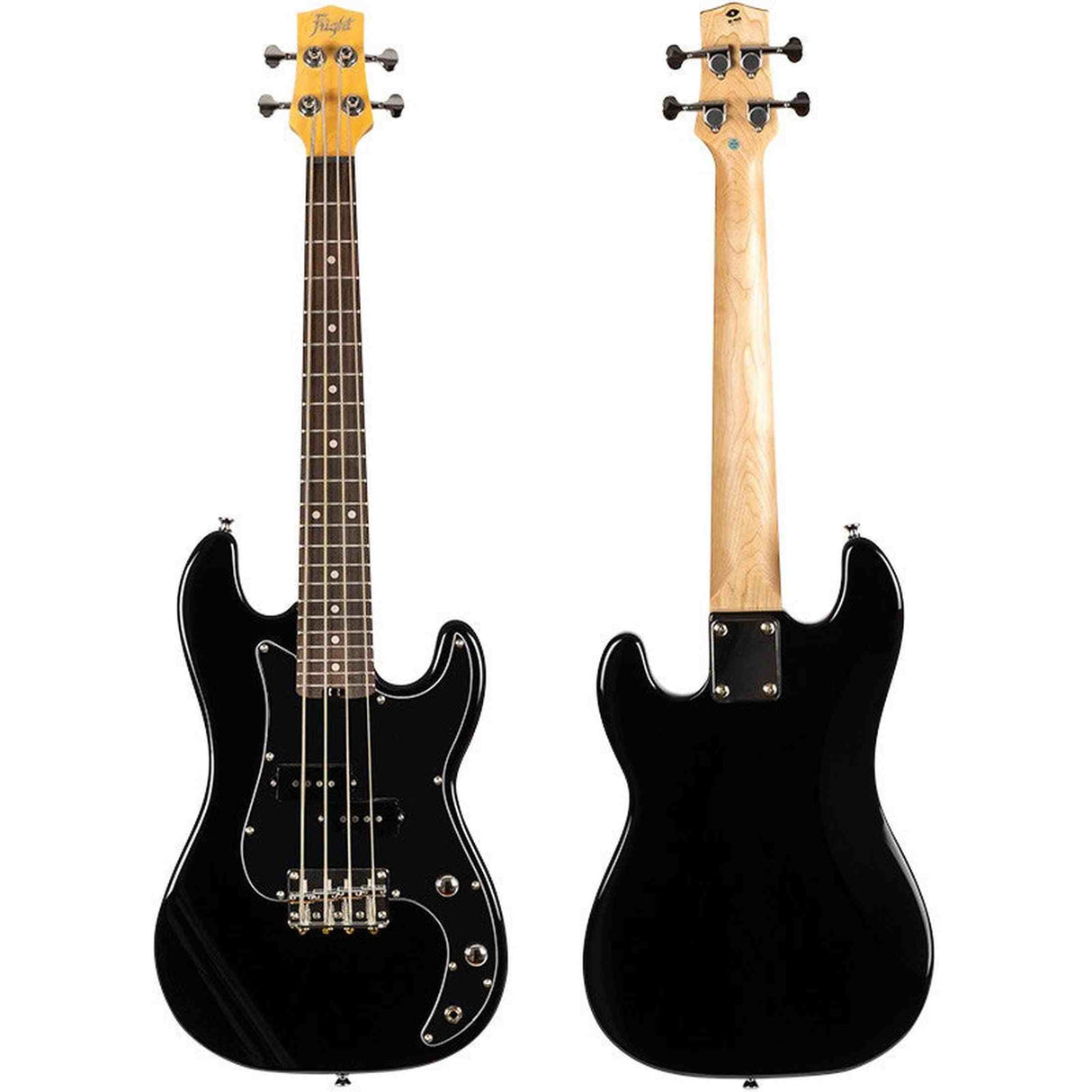 Flight Mini Bass Lite BK Elektrische Mini Bas Ukulele Zwart met Poplar Body en Alnico 5 P-Style Pickup