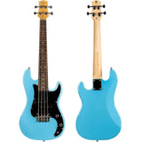 Flight Mini Bass Lite BL Elektrische Mini Bas Ukulele Blauw met Poplar Body en Alnico 5 Pickup
