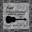 Flight FBSS-200 Stalen Snaren voor Baritone Ukulele DGBE met Phosphor Bronze Winding en Gold Plated Ball Ends